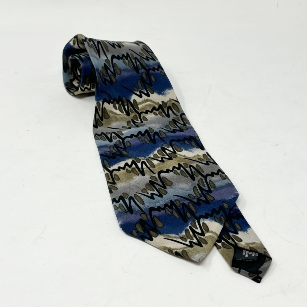 GRATEFUL DEAD Menās Blue Gray Abstract Print Tie SYNESTHESIA Second Set 1996 USA